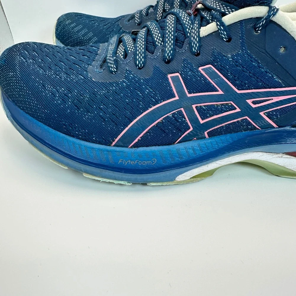 ASICS GEL-Kayano 27 Running Shoes Women 8.5 Blue Pink Athletic Training Sneakers